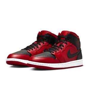 Jordan 1 mid bred size 13 Authentic black and red in box  from the Nike app App